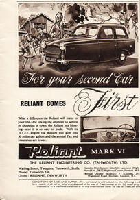 1958 Reliant Mark VI unframed vintage ad