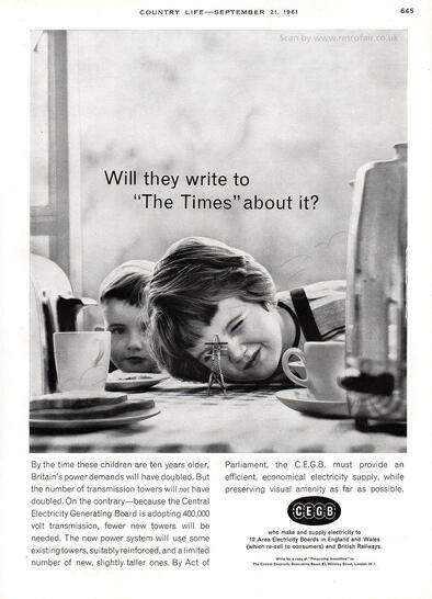 1961 C.E.G.B. unframed vintage ad
