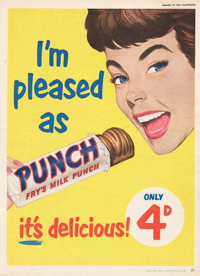 1953 Fry's Milk Punch - unframed vintage ad