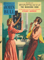 1955 October John Bull Vintage Magazine man shaving in bathroom