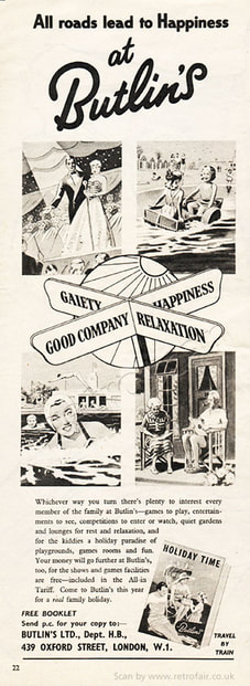 1952 Butlin's - unframed vintage ad