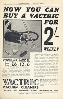 vintage 1936 Vactric Vacuum Cleaners ad