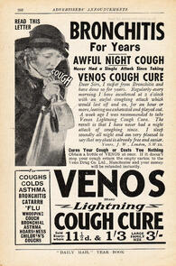 1936 Venos Cough Cure - unframed vintage ad