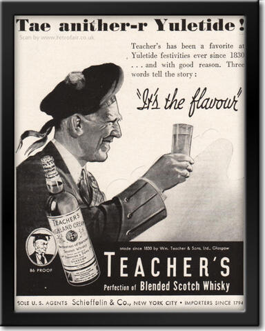 1943 Teachers Scotch Whisky - framed preview vintage ad