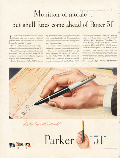 1945 Parker 51 Pens - unframed vintage ad