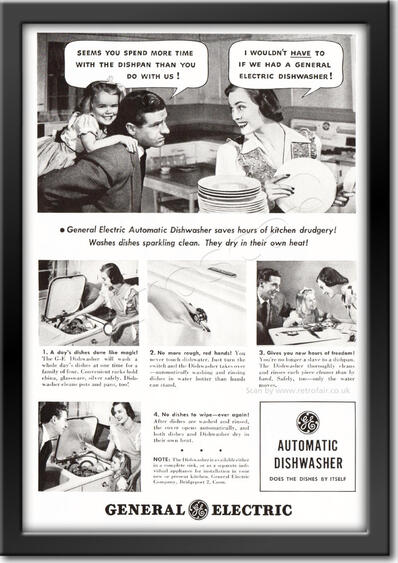 1948 GEC Dishwasher Dad  - framed preview - vintage ad