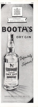 1950 vintage Booths Dry Gin advert