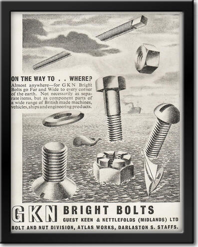 1950 GKN Bolts - framed preview - Vintage Ad