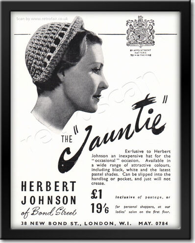 1950 Jauntie (Herbert Johnson) - framed preview vintage ad