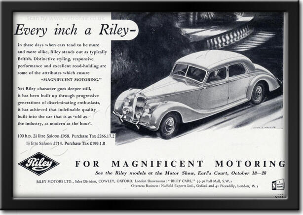 1950 Riley Saloon Vintage Ad