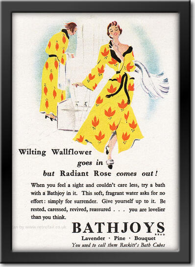 1951 Bathjoys Bath Cubes - framed preview vintage ad