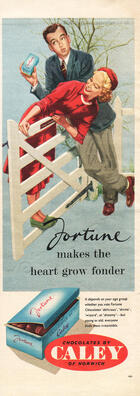 1951 Caley Fortune Chocolates - unframed vintage ad