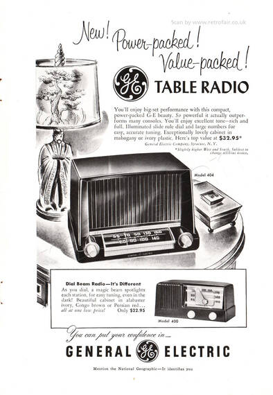  1951 General Electric Table Radio - unframed vintage ad