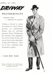 1952 Driway Raincoats - unframed vintage ad