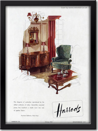 1952 vintage Harrods Furniture advert