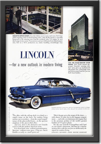 vintage 1952 Lincoln Cosmopolitan advert