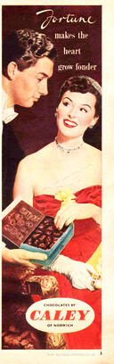 1953 Caley Fortune MIlk Chocolates vintage ad