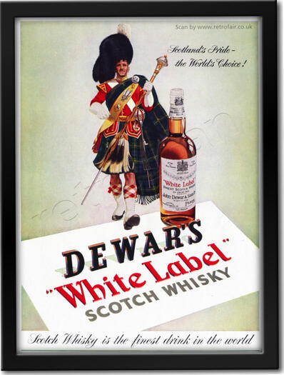 1953 vintage Dewar's White Label Vintage Ad Scottish pipe band leader