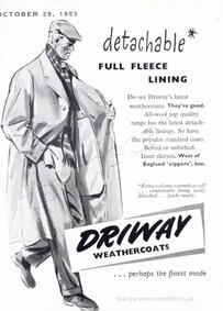 1953 Driway Weathercoats vintage ad
