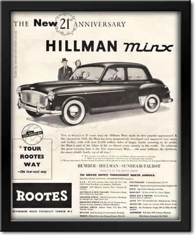 1953 vintage Hillman Minx advert