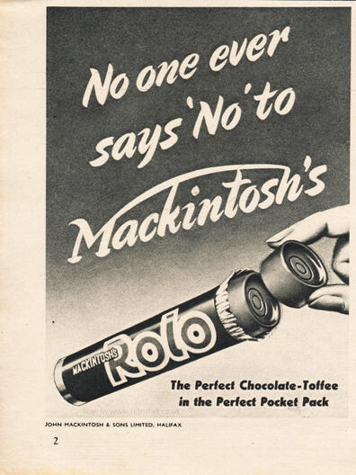 1953 Rolo Chocolate Toffee - vintage magazine ad