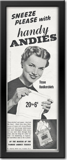vintage 1954 Andies Handkerchiefs  advert