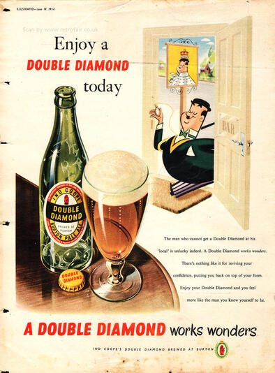 1954 Double Diamond - unframed vintage ad