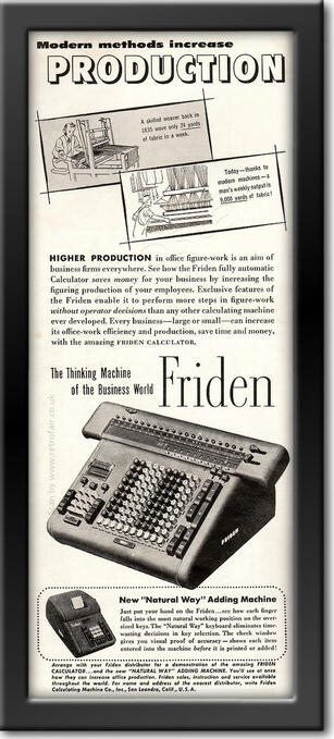 1954 vintage Friden Adding Machines advert