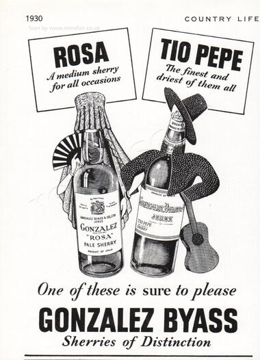 1954 Gonzalez Byass Sherry - unframed vintage ad