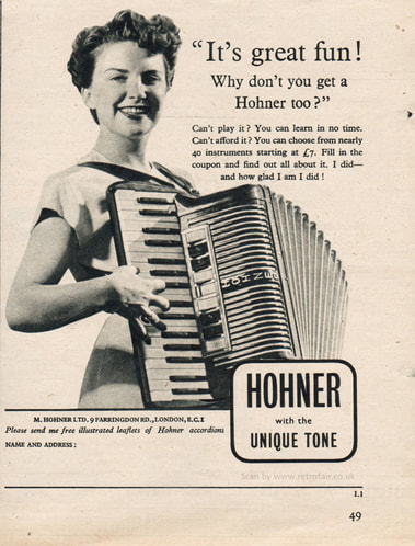 1954 Hohner Accordians - unframed vintage ad