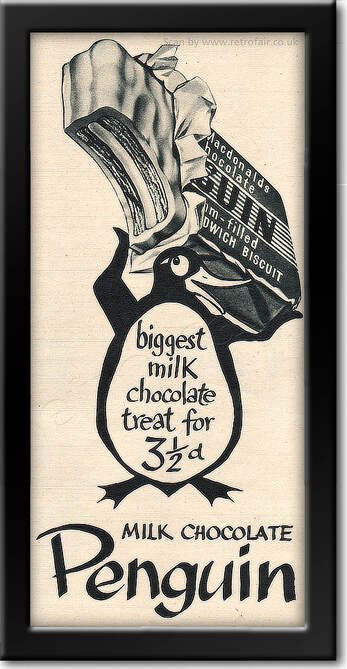 1954 Penguin Biscuit - framed preview vintage ad