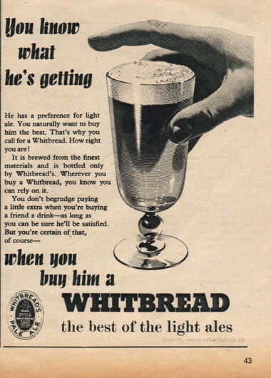 1954 Whitbread Light Ale - unframed vintage ad