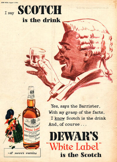 1955 Dewar's White Label Scotch - unframed vintage ad