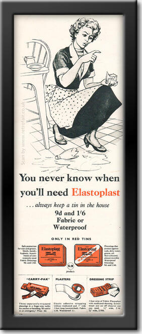1955 vintage Elastoplast  - framed preview advert