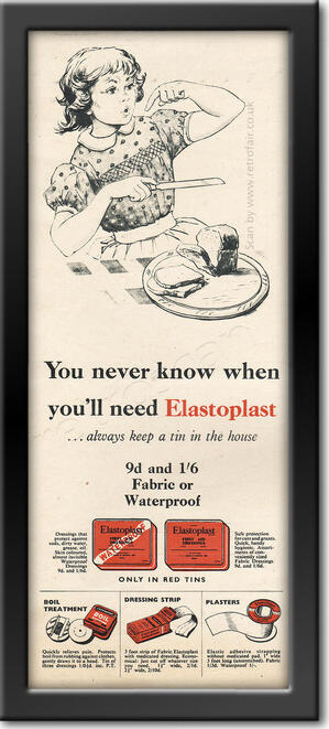 vintage 1955 Elastoplast Cut finger advert