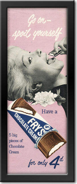 1955 Frys Chocolate Cream vintage advert