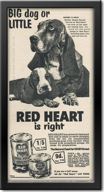 1955 retro Red heart Pet Food ad