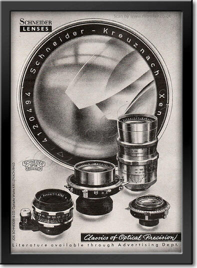1955 Schneider Lenses - framed preview vintage ad
