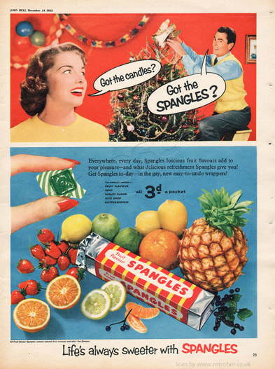 1955 Fruit Flavour Spangles - unframed vintage ad