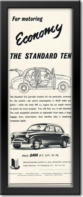 1955 vintage Standard Ten advert