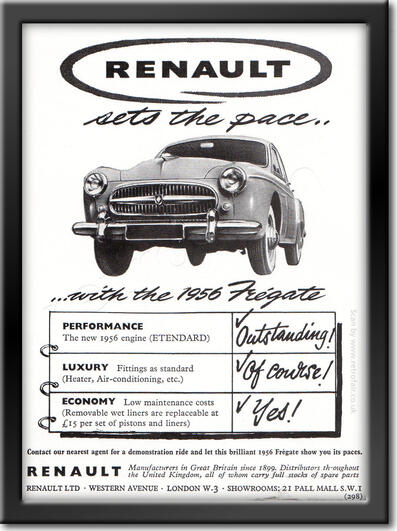 1956 vintage Renault Frégate Ad