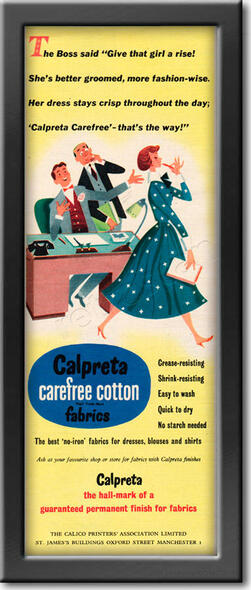 1958 Calpreta Fabrics - framed preview vintage ad