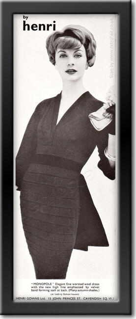 1958 vintage Henri  Couture - Monople ad