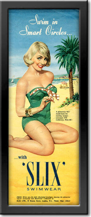 1958 Slix Swimwear - framed preview vintage ad