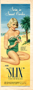 1958 Slix Swimwear - unframed vintage ad