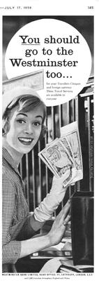1958 Westminster Bank - unframed vintage ad