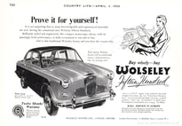 1958 Wolseley 1500 - unframed vintage ad
