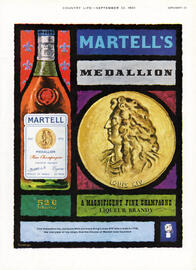 1960 Martell Brandy - unframed vintage ad