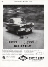 1961 Riley 4/Sixty-Eight - unframed vintage ad