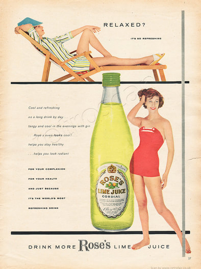 1958 Rose's Lime Juice - unframed vintage ad